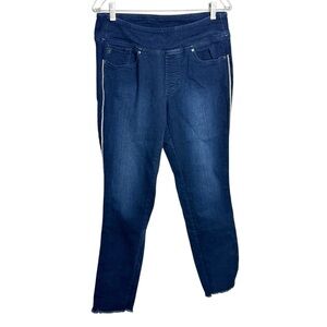 Belle Kim Gravel triple luxe jeans jeggings size 12 blue pull on pants bling